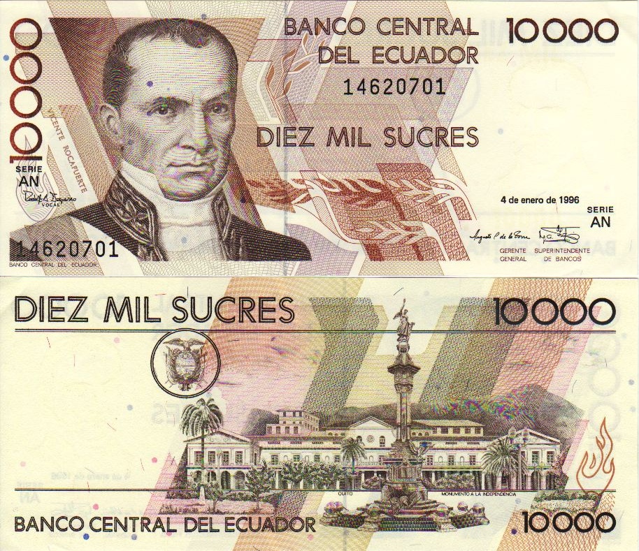 Description 10000+Sucres+Bill+Ecuador+1996 ...