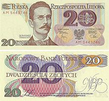 Polnischer Zloty20 zł note from the third series